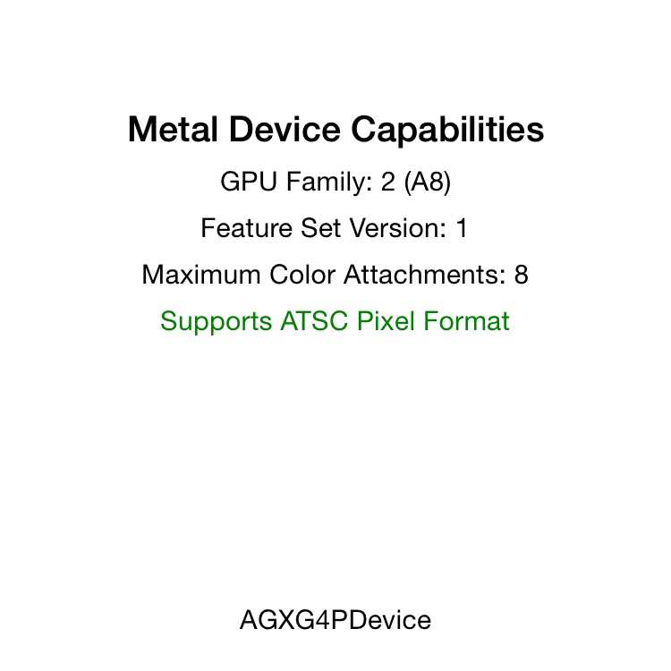 The capabilities reported by an A8 device (iPhone 6)